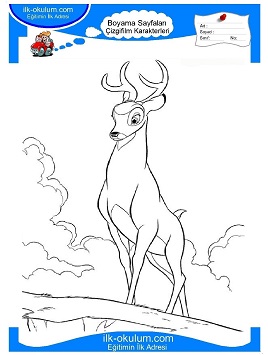 Çocuklar İçin Bambi Boyama Sayfaları 